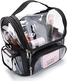 Udefineit Transparent Makeup Brush Case, Makeup Tool Organizer Bag, Makeup Brush Organizer, Waterproof Cosmetic Organizer Bag, Portable Makeup Organizer Bag with Adjustable Dividers and Shoulder Strap