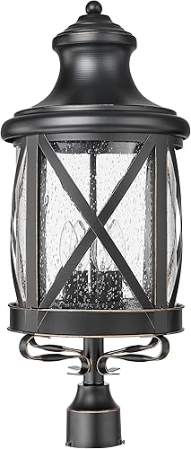 Miniatura 10 de ALLGOT Farol de poste de lámpara de granja, lámpara de poste para exteriores, linterna exterior vintage, farol de poste para jardines, patios,