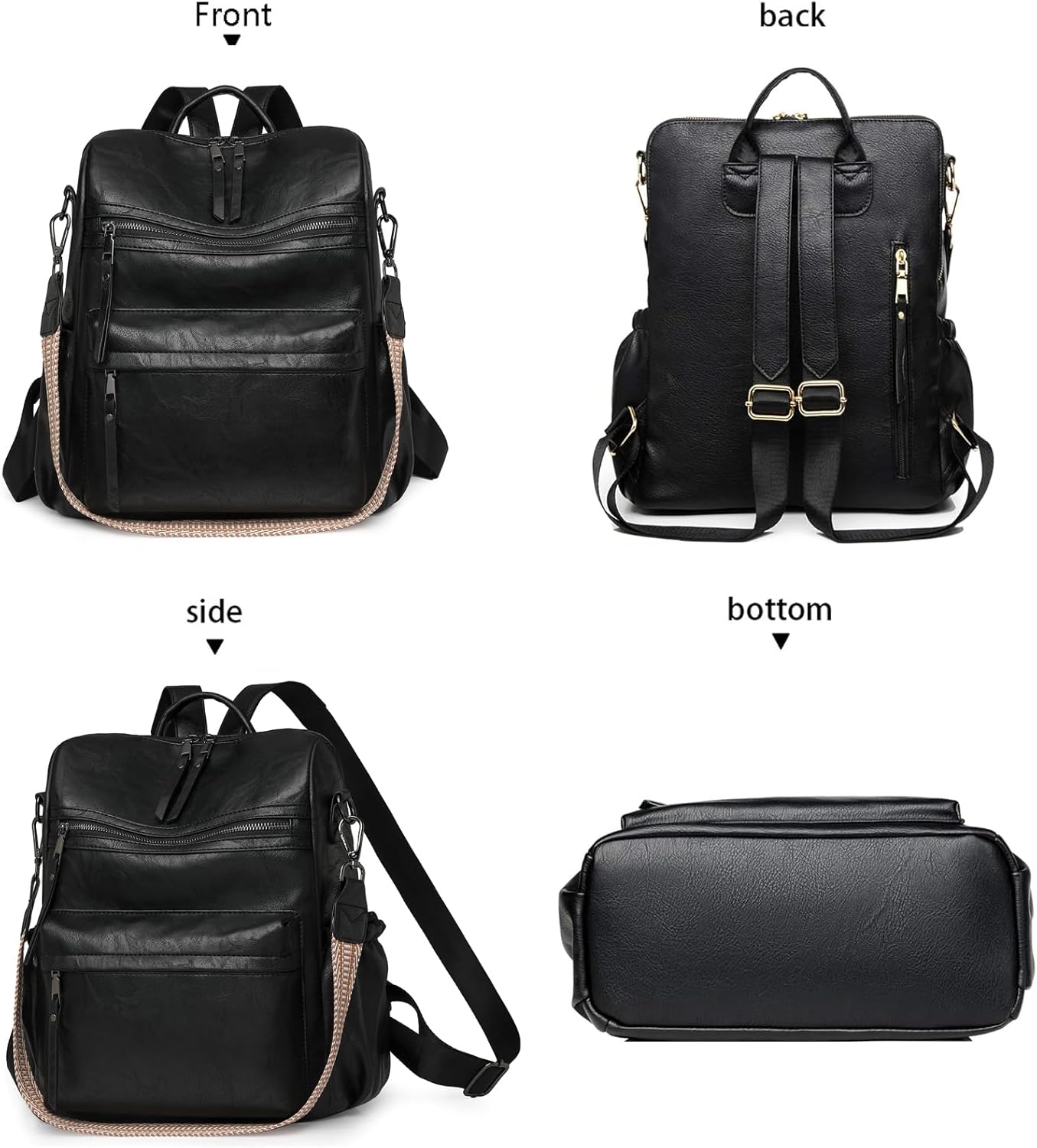 Fashion Backpack Purse for Women Leather medium Anti-theft Multipurpose PU Ladies Shoulder Travel bag Satchel Handbags