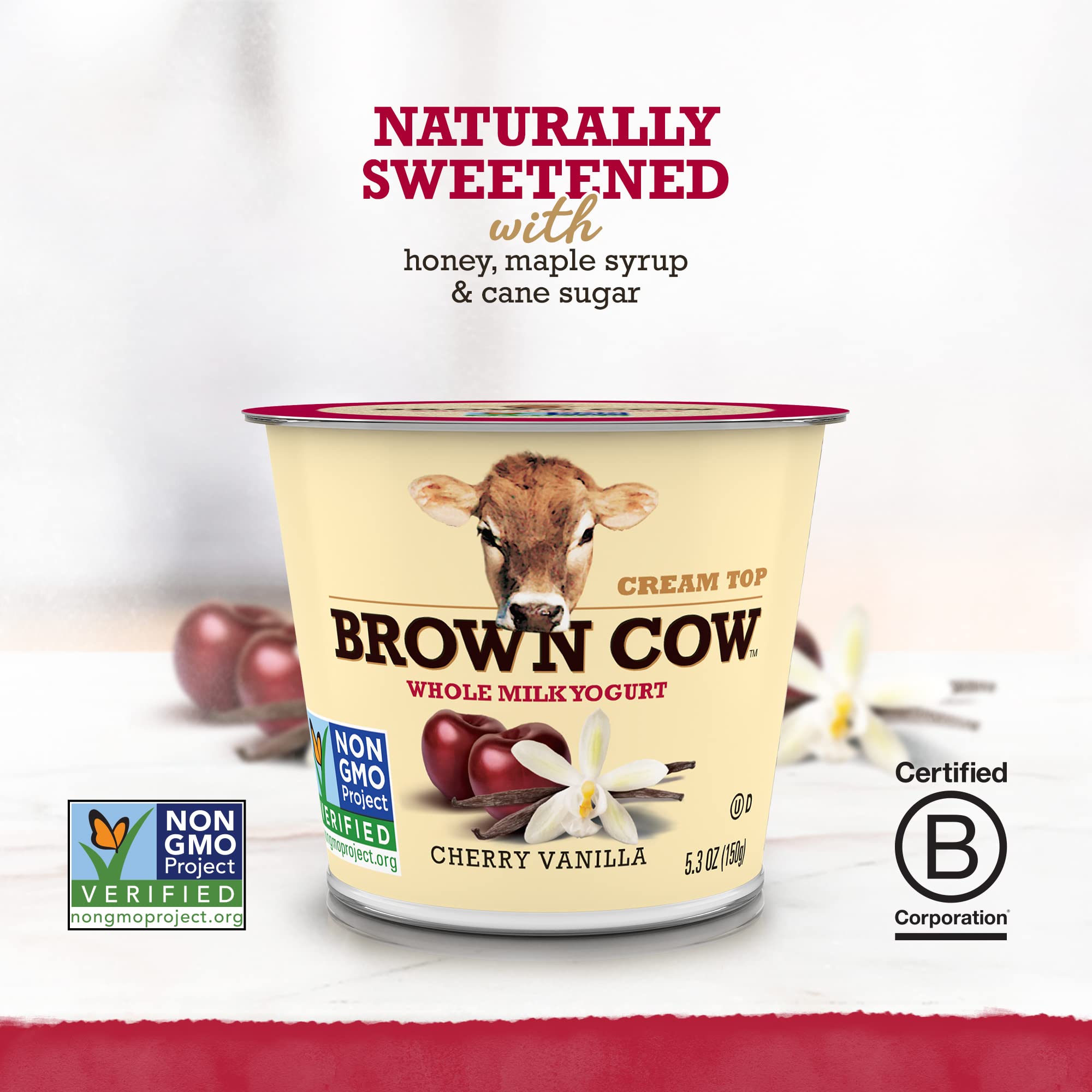 Brown Cow Cream Top Cherry Vanilla on the Bottom Whole Milk Yogurt 5 3 oz Cup - Creamy — view 3