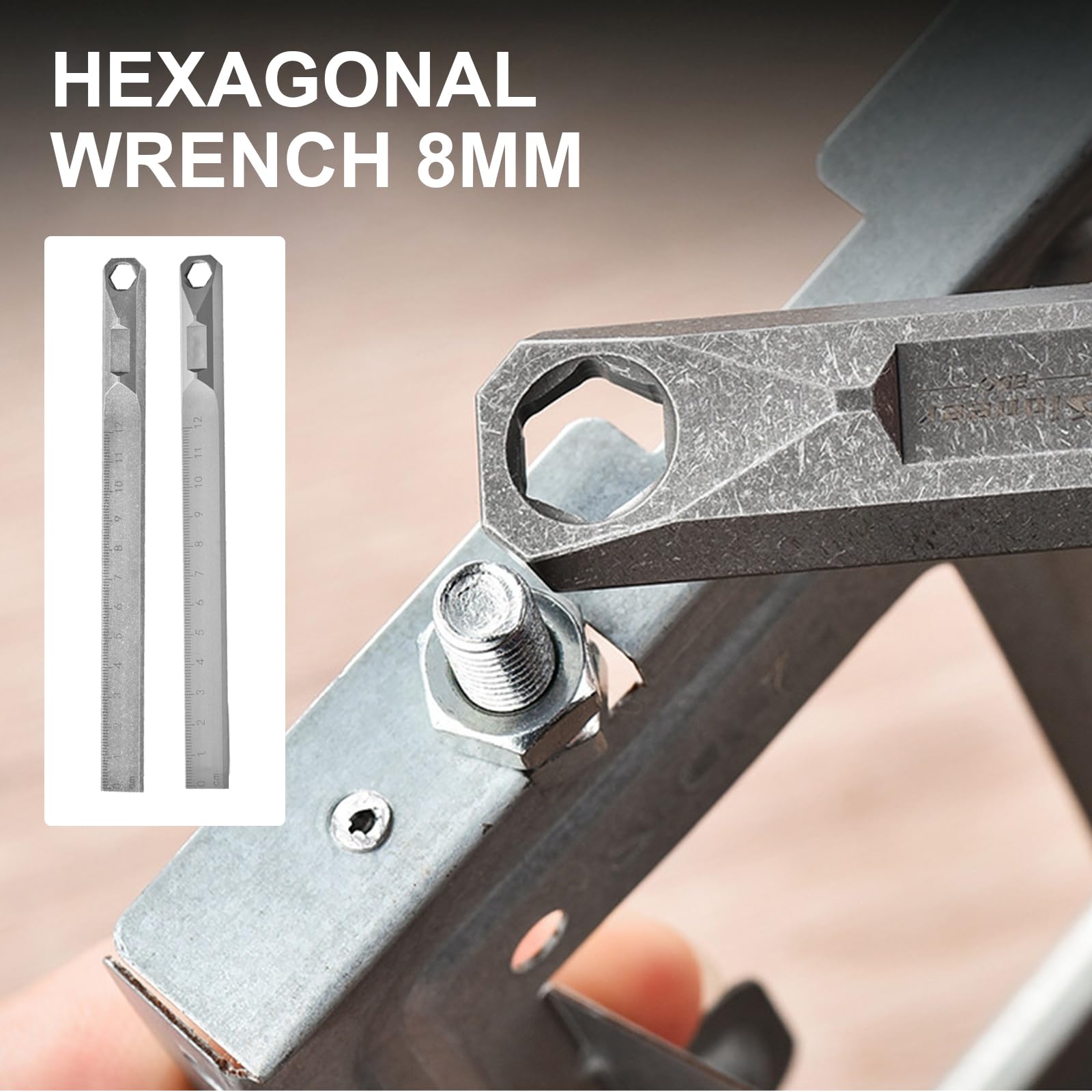 Regla Recta de aleación, palancas, llaveros, Llave Hexagonal de 8 mm, Regla rígida de medición, Herramienta de Supervivencia al Aire Libre