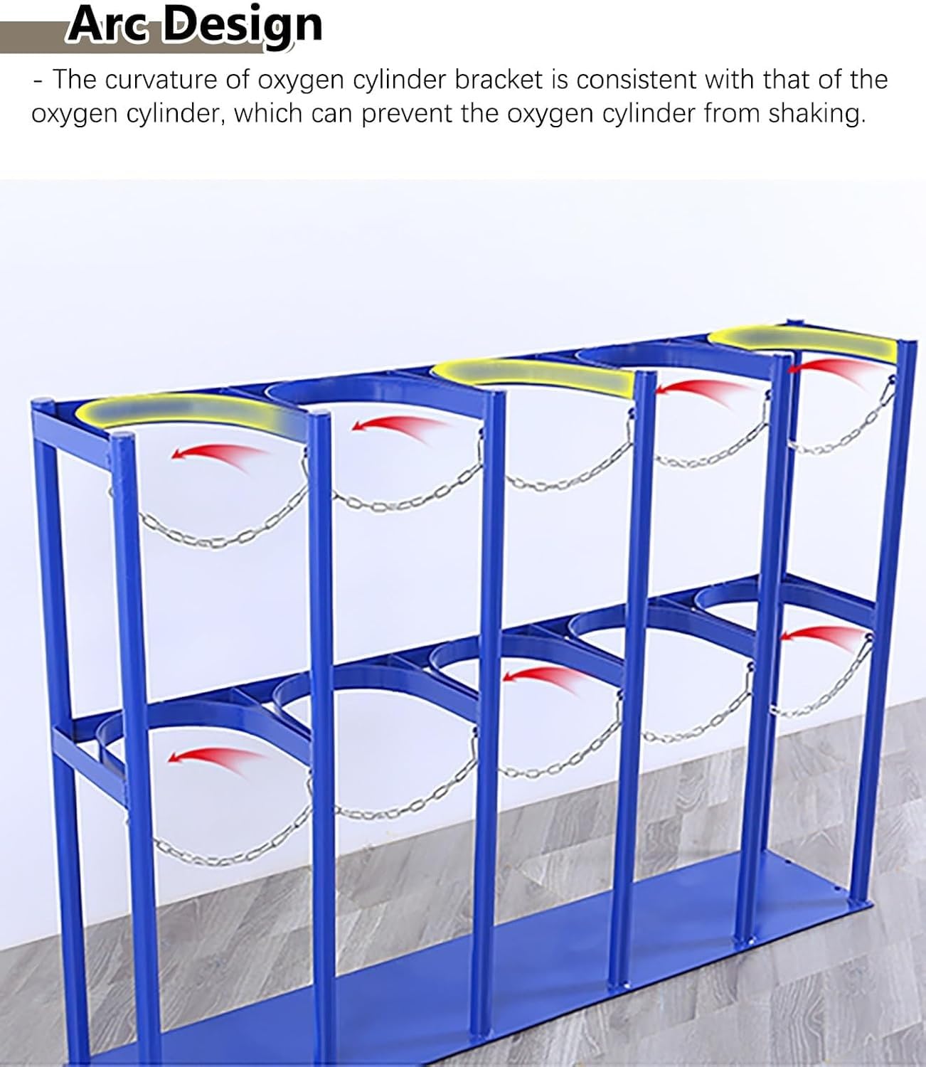 Sauerstoffflaschenhalterung aus Stahl für Labore – Fassungsvermögen: 4–6 Gasflaschen (Propan/Stickstoff) – Medizinischer Sauerstoffflaschenhalter mit Sicherheitskette – Kapazität: 75 cm (29,