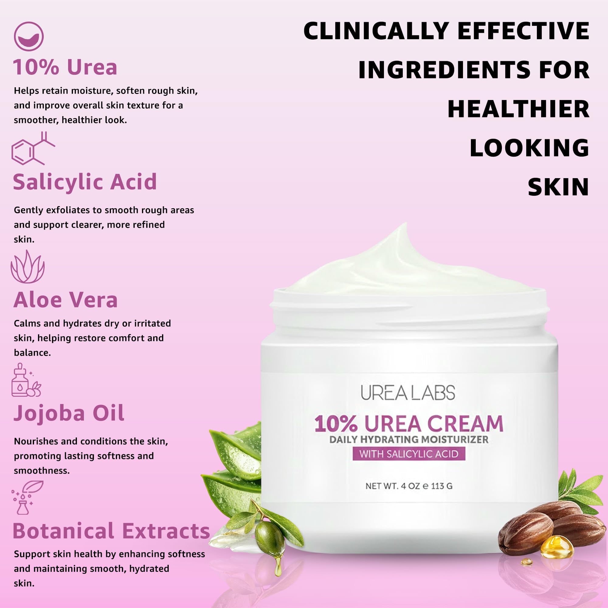 Harnstoffcreme 10% Trockene Haut Feuchtigkeitscreme mit Salicylsäure und Lavendelöl. Triple Action, Urea Healing, Hydrating und Therapeutische Creme für Handfuß und Körper. (Creme, 4oz) (Creme)