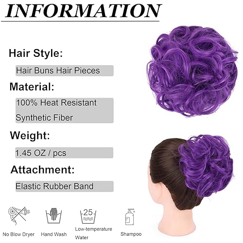 Miniatura 2 de GIRLSHOW Extensiones de cabello rizado con moños elásticos y ondulados, extensiones envolventes para cola de caballo, moño despeinado para mujeres y