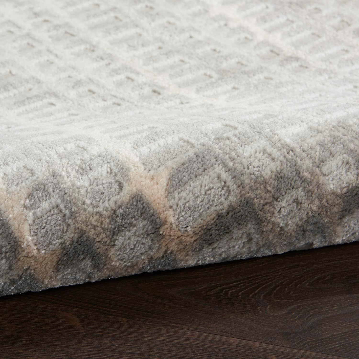 Nourison Home Solace Grey Beige 5'3" x 7'3" Area Rug - Easy Clean, Non Shedding, Bed Room, Living Room, Dining Room, Kitchen (5' x 7')