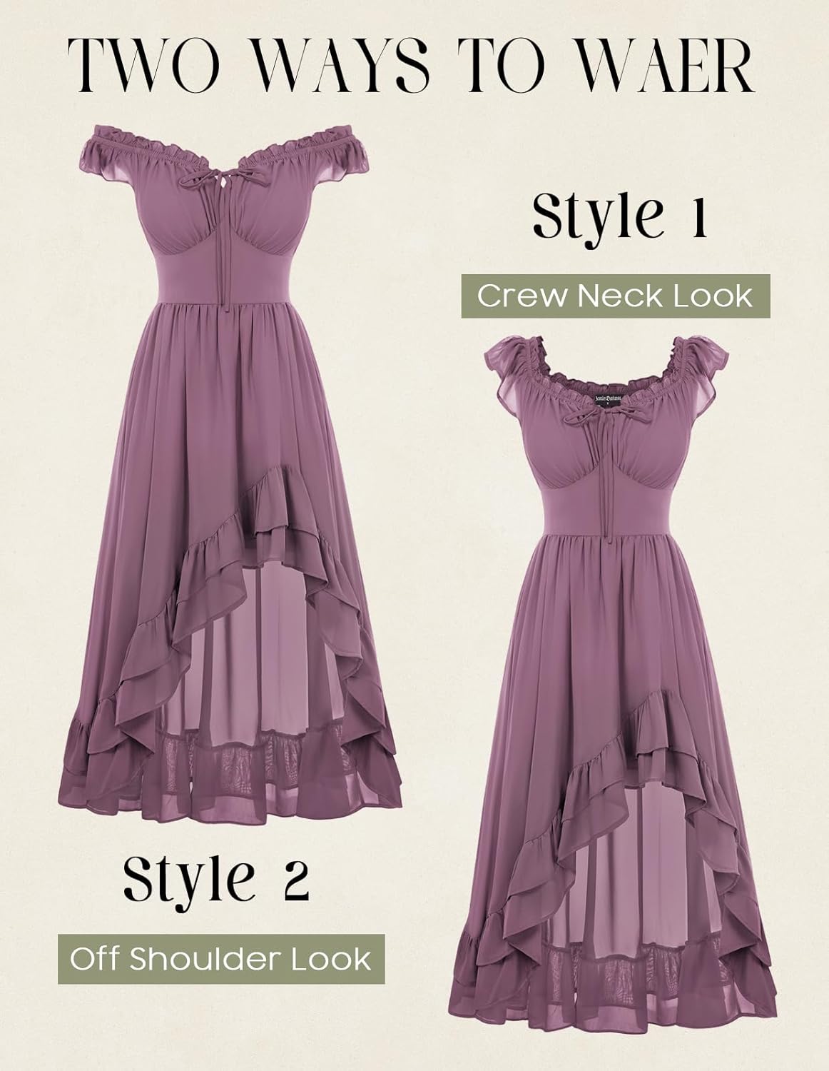 SCARLET DARKNESS Renaissance Corset Dress for Women Off Shoulder Flowy Sundress Wedding Guest Chiffon Dresses - Image 6