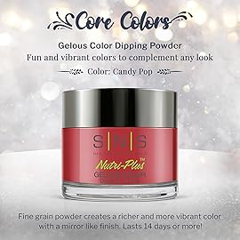 SNS Nail Dip Powder, Gelous Color Dipping Powder - Candy Pop (Red) - Long-Lasting Dip Nail Color Lasts 14 Days - Low-Odor & No UV Lamp Required - 1.5oz