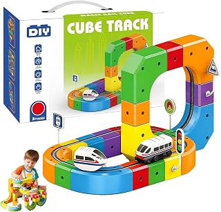 Track Fusion 3D Train, 2026 New DIY 51/81/123 PCS Car Click Rail Track Magnetic Toys, Building Train Tracks with Moving Train Toy (51 Pcs)