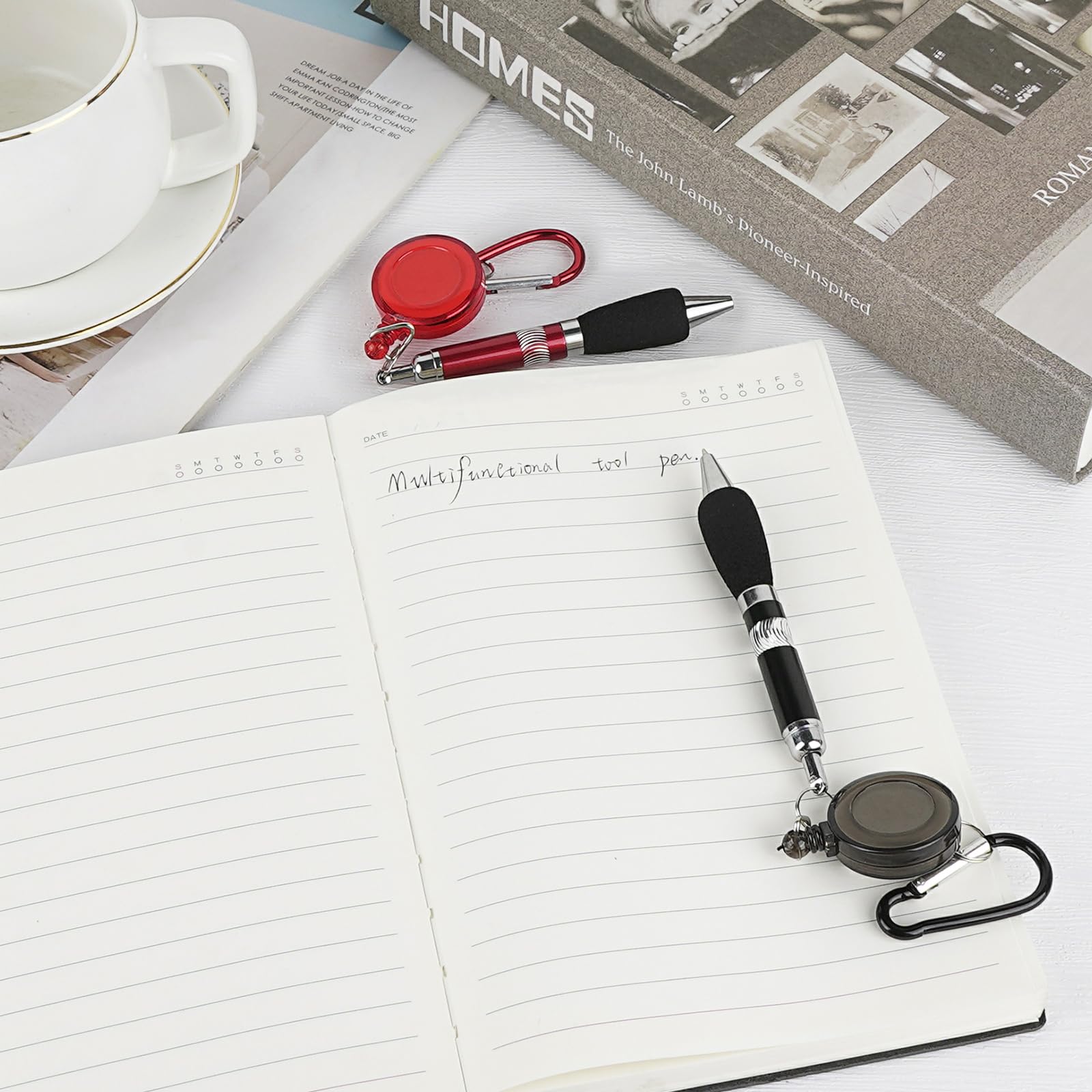 SHIDOW 10PCSRetractable Pull Pen Clip, Carabiner Pens, 3-in-1 Handy Retractable Badge Reel Pen for Workers, Nurses, Teachers, Colleagues (Black ink) - Image 2