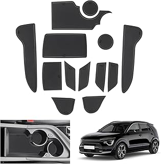 GAFAT Compatible with Kia NIRO SG2 Hybrid e-NIRO EV 2022-2025 Non-Slip Mats, NIRO II from 06.2022- Rubber Mats Non-Slip, Centre Console Cup Holder Door Seam Mats, NIRO SG2 Accessories (Black)
