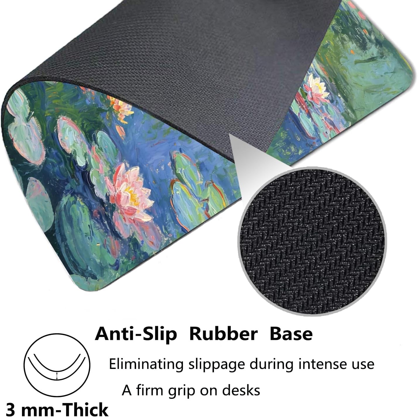 Black Cat in Monet Water Lilies Mouse Pad, Famous Artwork Parody Desk Mat image 4