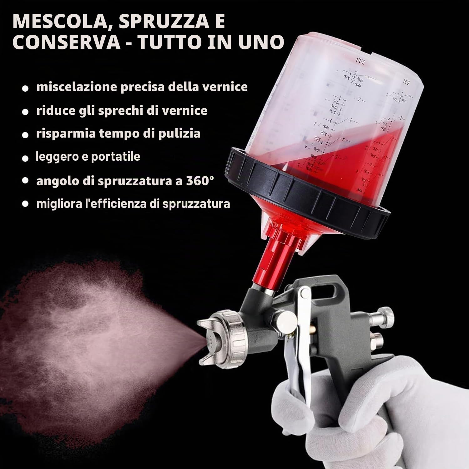 Kit Tazza Paint Mix per Pistola Spruzzo Vernice con 30 Pezzi Tazze per Vernice Monouso + 1 Bastoncino per Mescolare (600ML)
