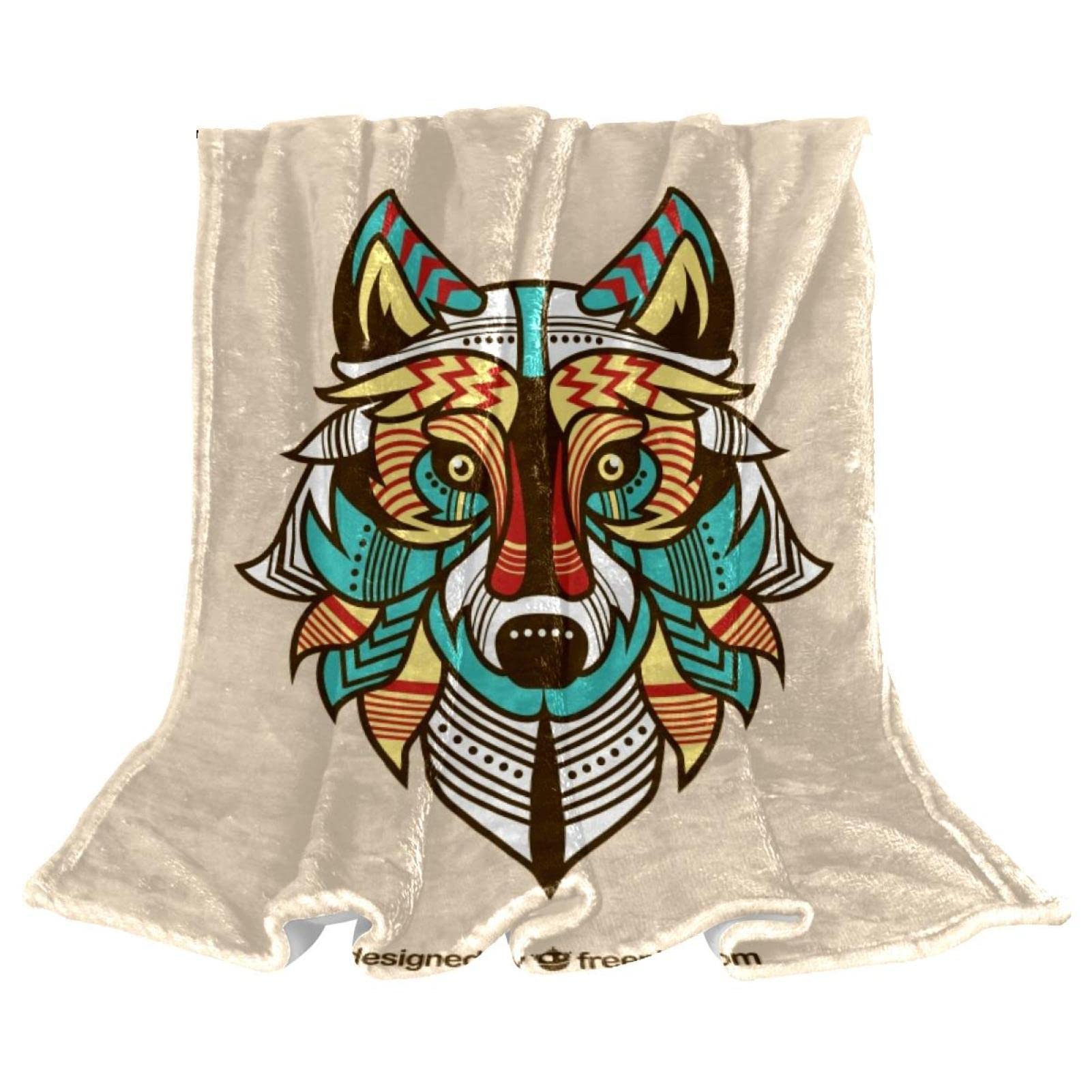 Couverture polaire loup colorée pour canapé plaid léger pelucheux