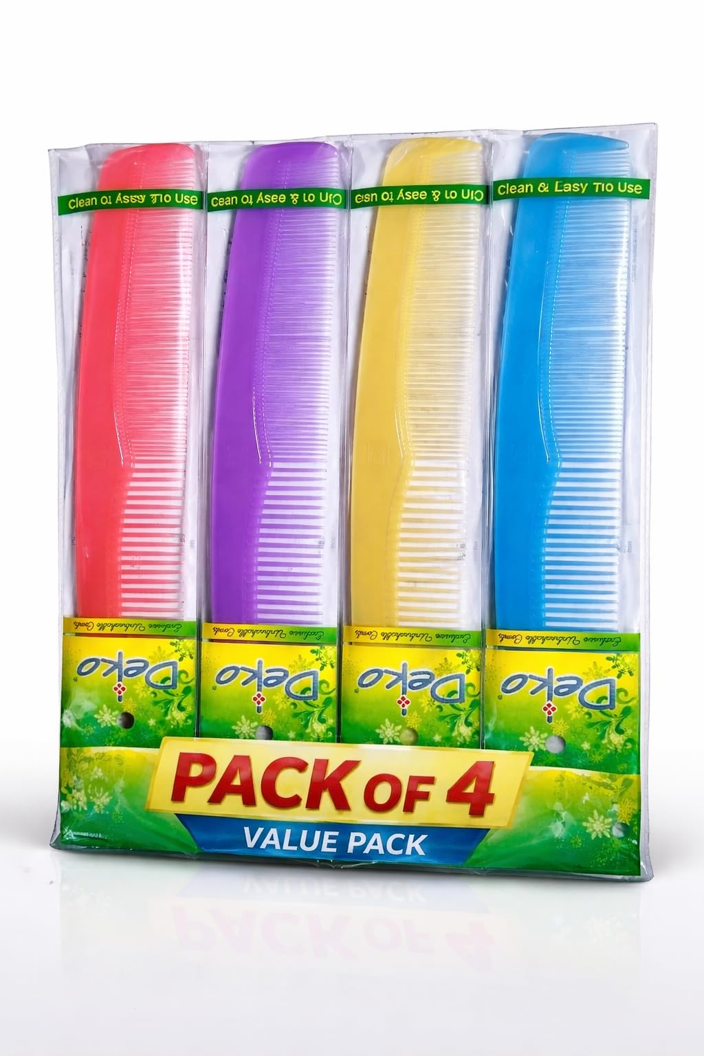 Deko Plastic Hair Comb, Multicolour, Clean and Easy to Use, Value Pack of 4-picture-50