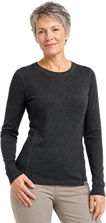 MERINNOVATION 100% Merino Wool Base Layer for Women - Long Sleeve Crew Neck Thermal Top Merino Wool Women's Shirt, Charcoal Marle 250, S