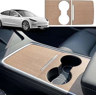 Center Console Wrap Kit for Tesla Model 3 Model Y（2021-2023）,ABS Kit Tesla Model y/3 Center Console Kit Console Cover Wrap Kit for Tesla Accessories （Original Wood Grain）