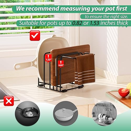 Miniatura 5 de Organizador de tabla de cortar, estante de almacenamiento de cocina de acero con 5 ranuras para tablas de cortar, bandejas para hornear, toallas y