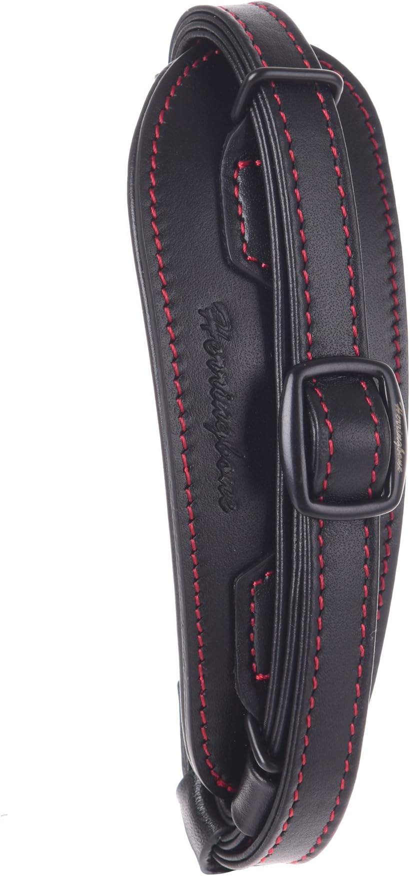 Herringbone Heritage Camera Hand Grip Wrist Strap Leather Band for DSLR Type2 - Works with Canon EOS 1200D 700D 100D / Nikon Sony Pentax Samsung Fujifilm H10082 (Black with Red Stitching)