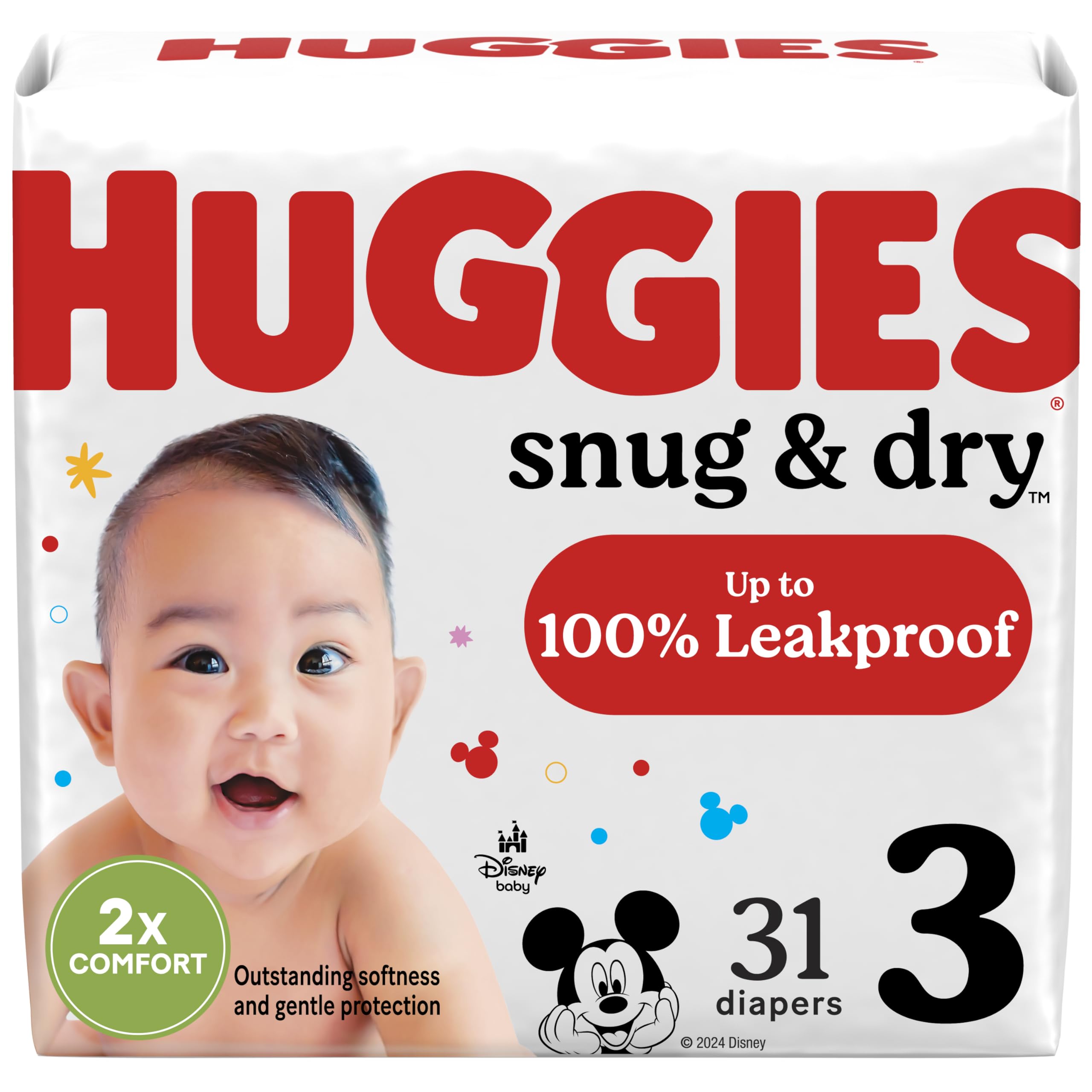 Huggies Size 3 Diapers, Snug & Dry Baby Diapers, Size 3 (16-28 lbs), 31 Count, Packaging May Vary