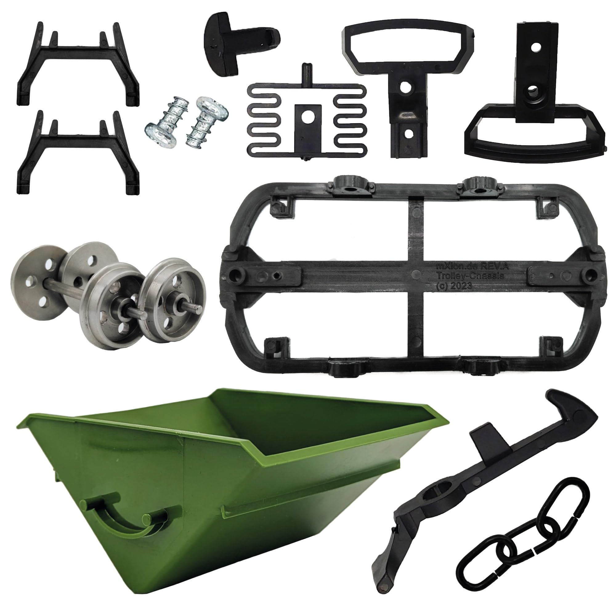 3er Set Kipplore Grubenhunt Feldbahnwagen grün - Selbstbauwagen/Bausatzwagen - Gartenbahn Spur G