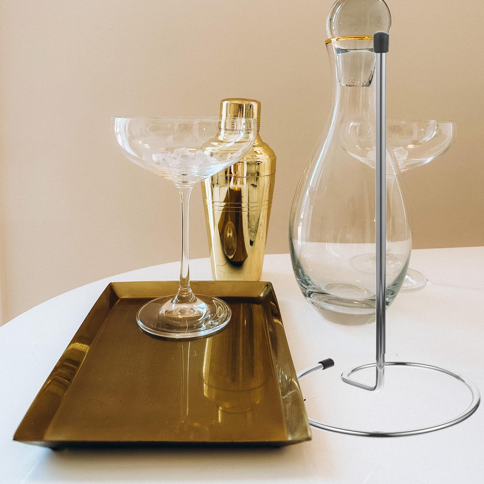 GALPADA Égouttoir à Carafes à Vin Argenté en Acier Inoxydable 2 Pièces