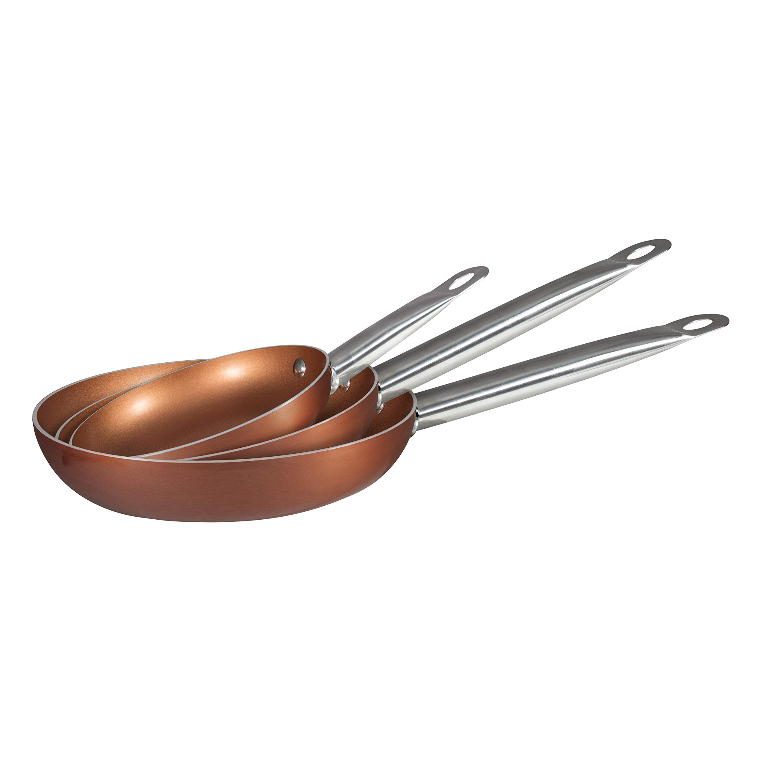 Bergner Europe Gmbh 2454140031 Lot de 3 poêles en Aluminium pressé Copper Plus 18, 22 et 26 cm Cuivre