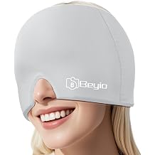 Migraine Relief Cap, Reusable Headache Relief Cap with All-Around Gel Cover, Black Migraine Cap for Headache Relief, Swelling EyesGray