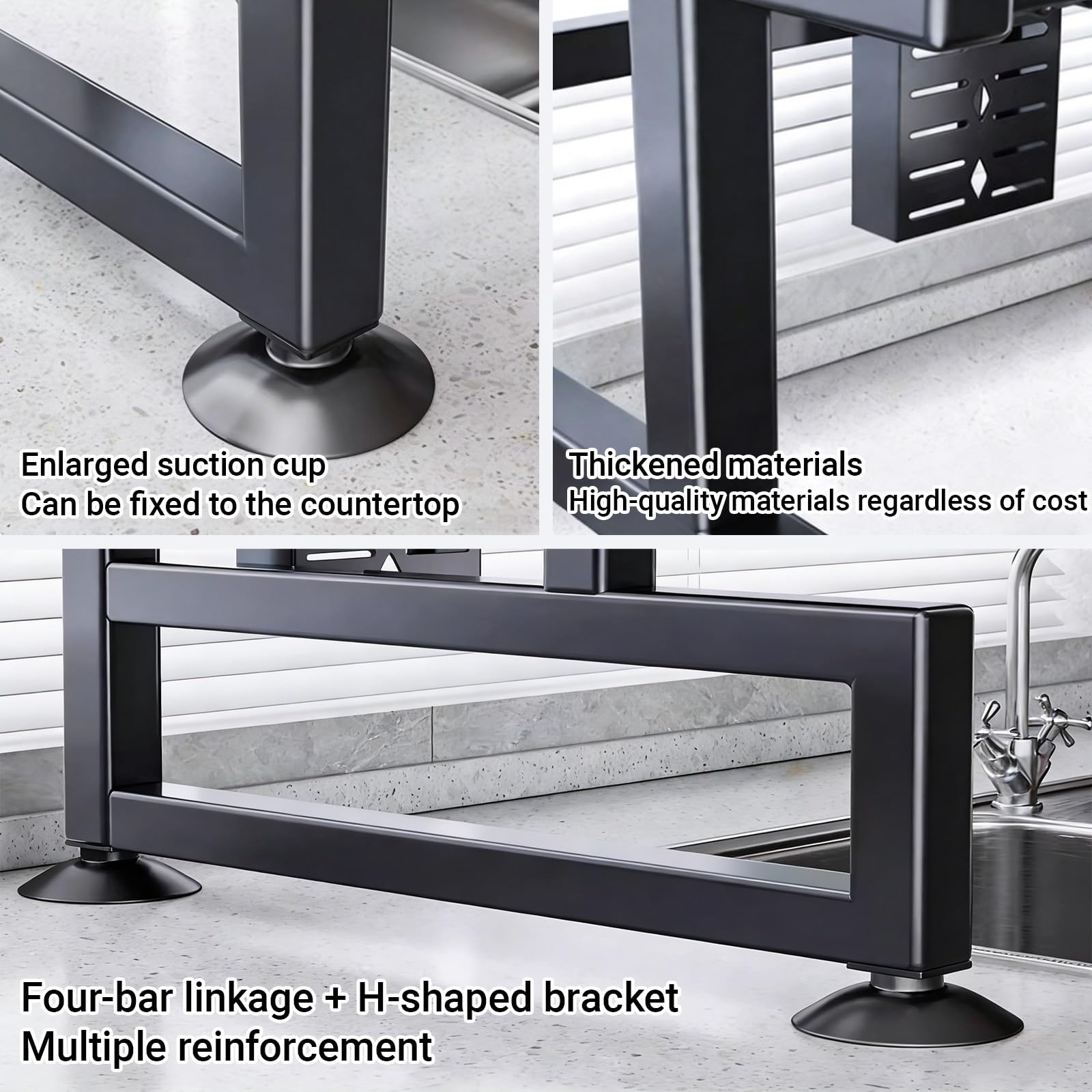 Escurridor de platos para colocar sobre el fregadero, organizador de cocina grande, escurreplatos multifuncional para un fácil almacenamiento en la encimera de la cocina, se adapta a platos, vasos