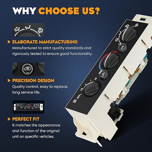 Miniatura 6 de Panel de módulo de control de clima para 96-20 Chevy GMC C1500 C2500 C3500 K1500 K2500 K3500, sin interruptor de ventana trasera, 9378815 599-007