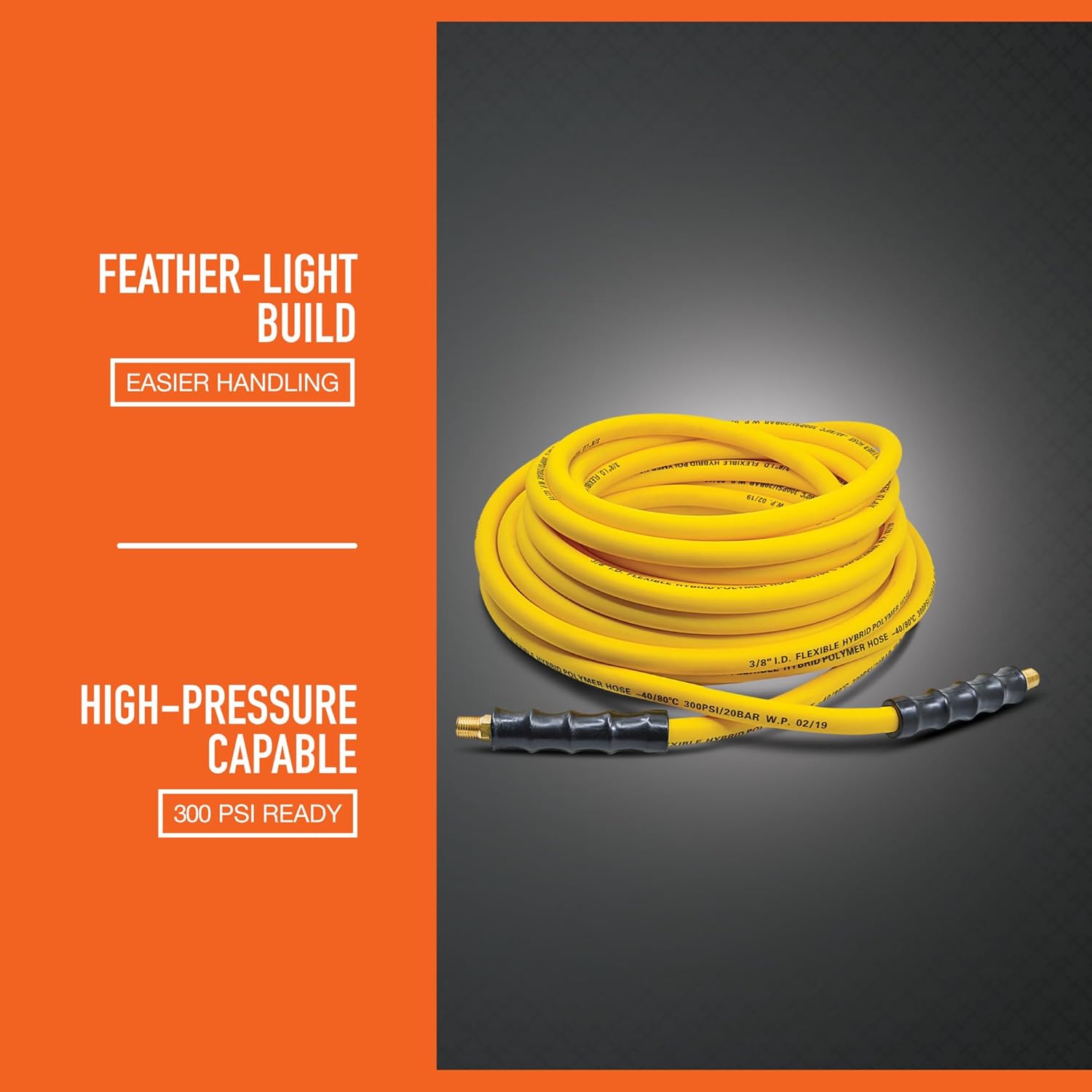 Ironton Hybrid Air Hose, 3/8in. x 50ft., 300 PSI, Model# HY3850-NT-IT