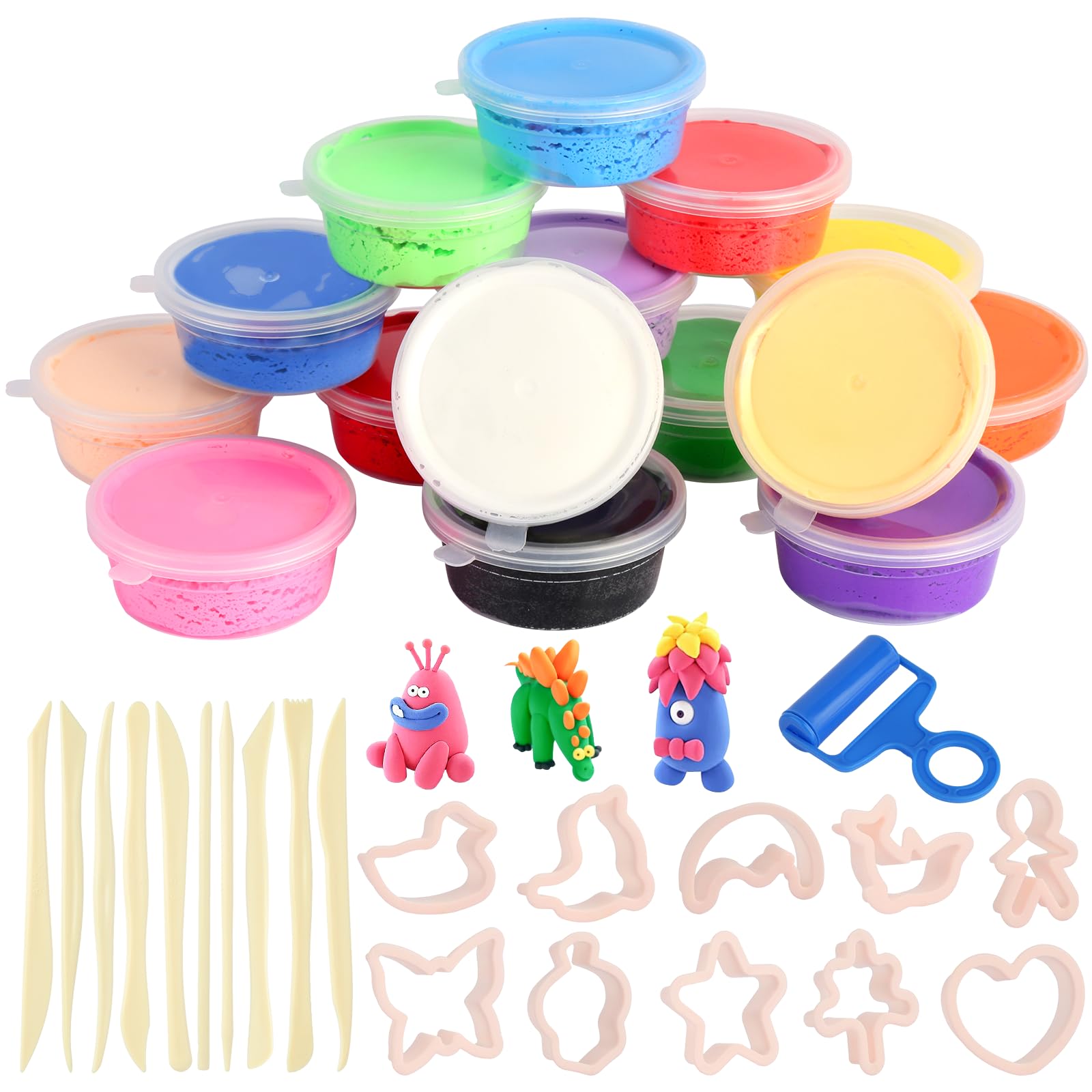 GHVACZS Pasta de modelado de secado al aire, 15 colores, plastilina para niños con herramientas creativas, regalos de cumpleaños hechos a mano para niños