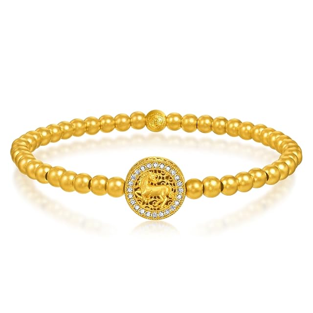 Chow Sang Sang CHOW SANG SANG 999 24K Gold Cultural Blessings Galloping Horse Diamond Bracelet for Women & Men 15cm 96345B