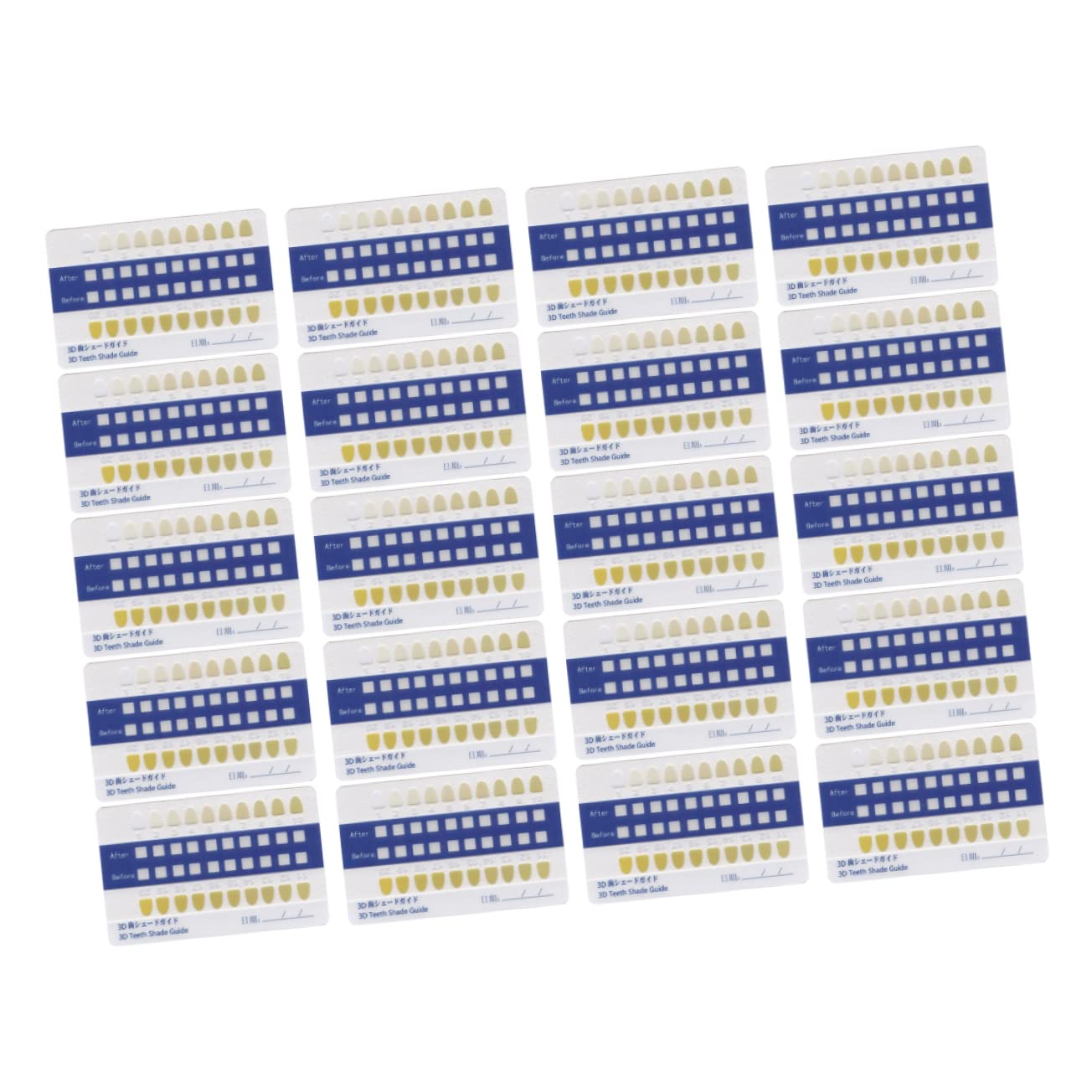 PartyKindom 20-Piece PVC Teeth Shade Guide Set Tooth Whitening Contrast Cards for Accurate Color Matching Home Applications