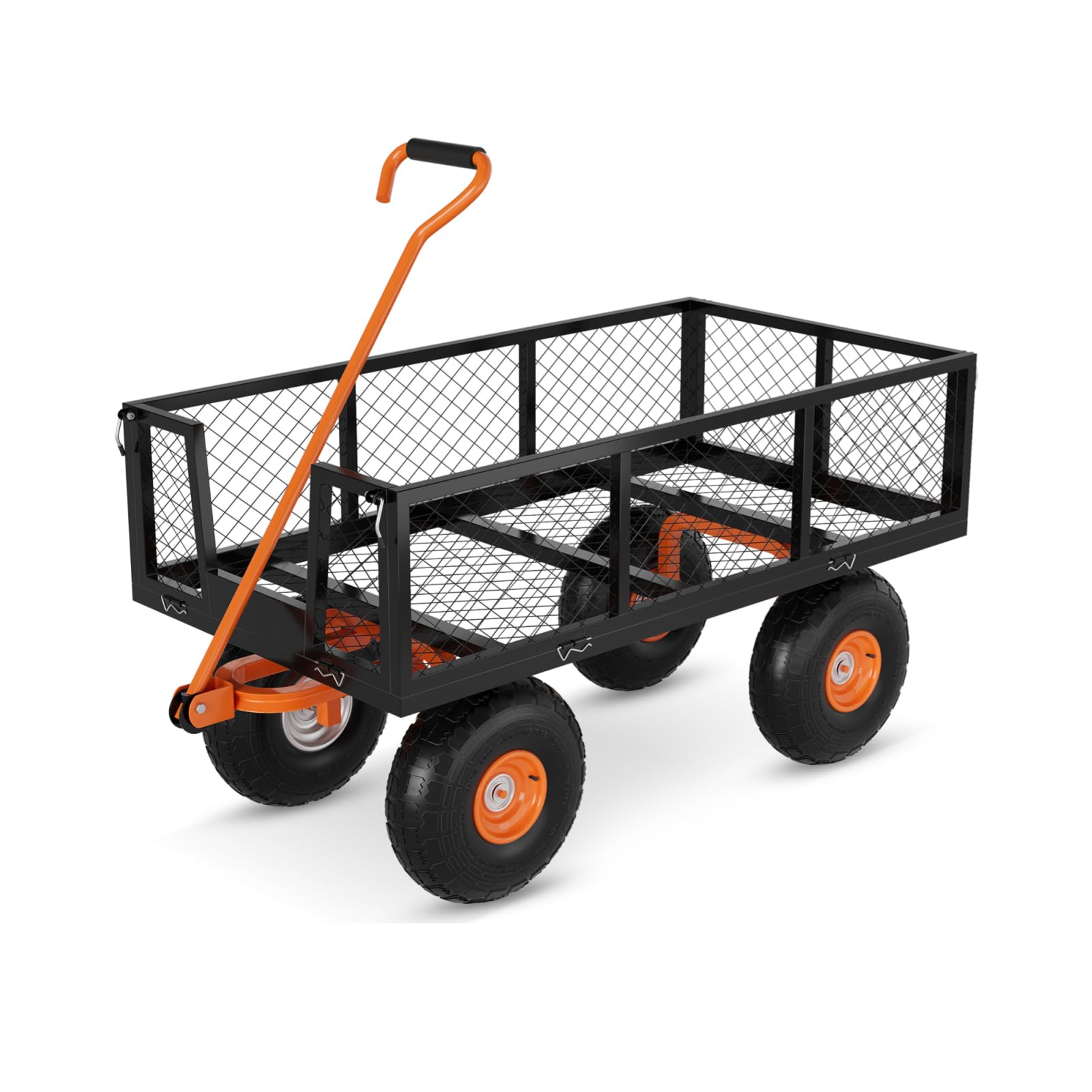 Chariot de Jardin Transport, 408kg Capacité, 96 * 51cm, Côtés Amovibles | Poignée Rotative 180°