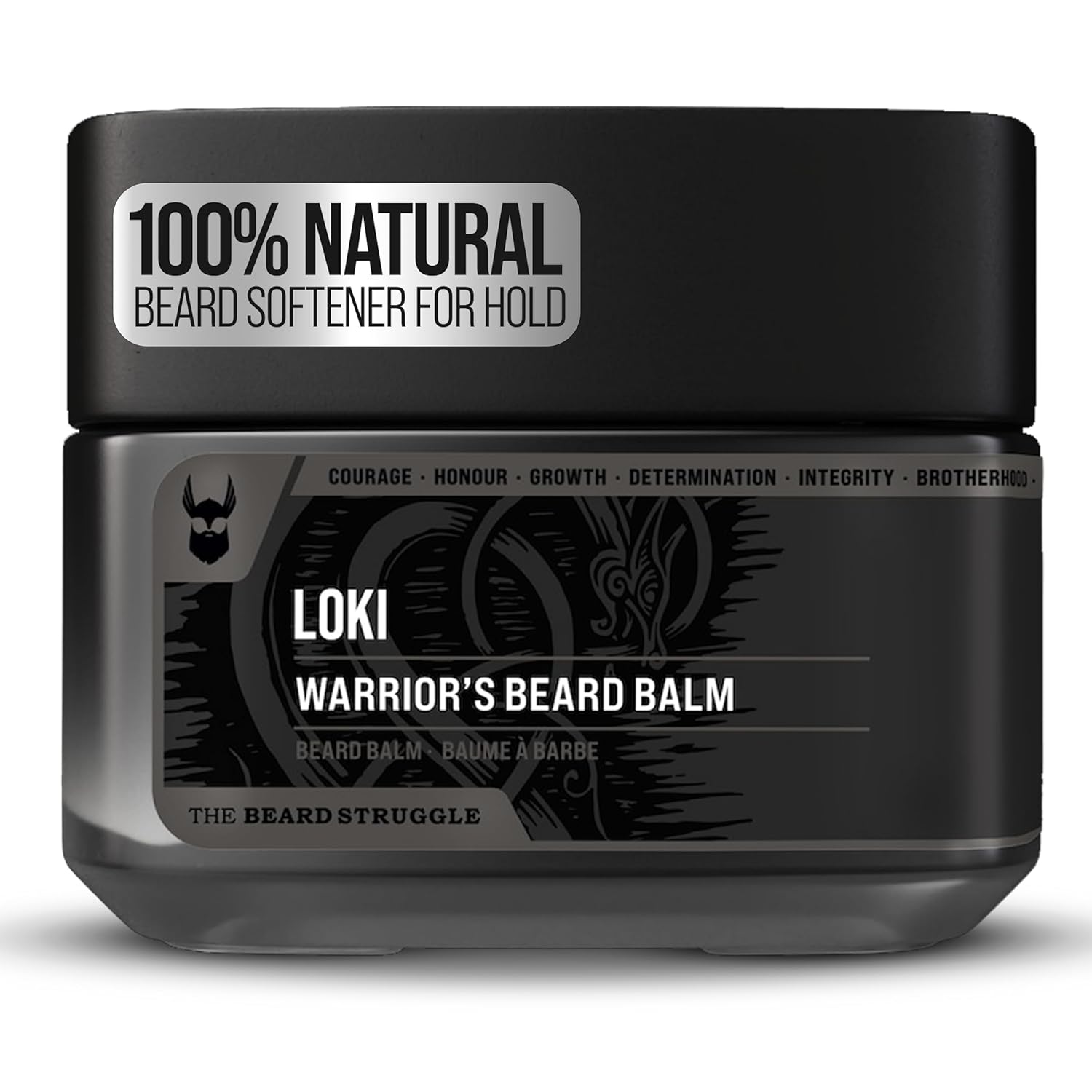 The Beard Struggle Warriors Beard Balm - Platinum Collection, Loki (Unscented) - Non-Greasy Low-Hold Formula, Natural Ingredients - 50g / 1.76 US. oz.