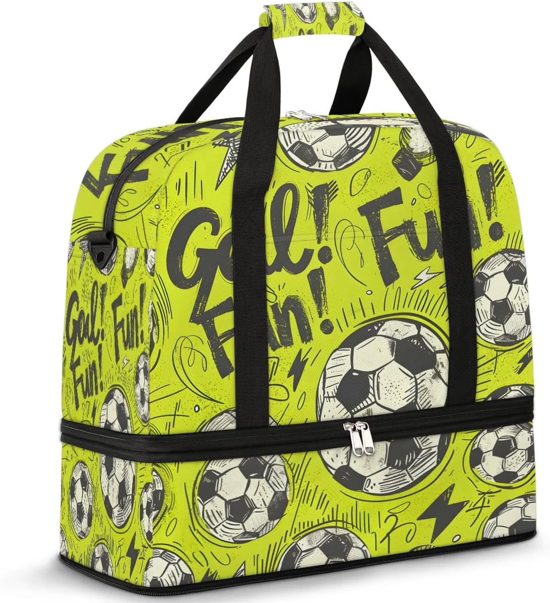 Sports Duffel Bag, Foldable Soccer Ball Travel Duffel Bag, Gym Yoga Beach Bag Weekender Overnight Bag with Shoes Compartment for Men Women, Sports