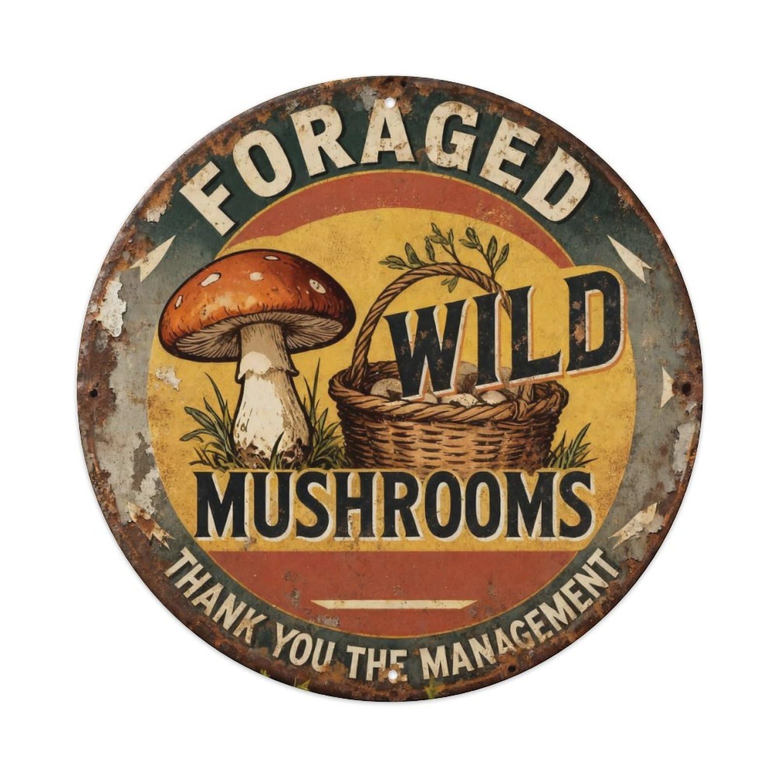Foraged Wild Mushrooms Metal Tin Sign Plaque