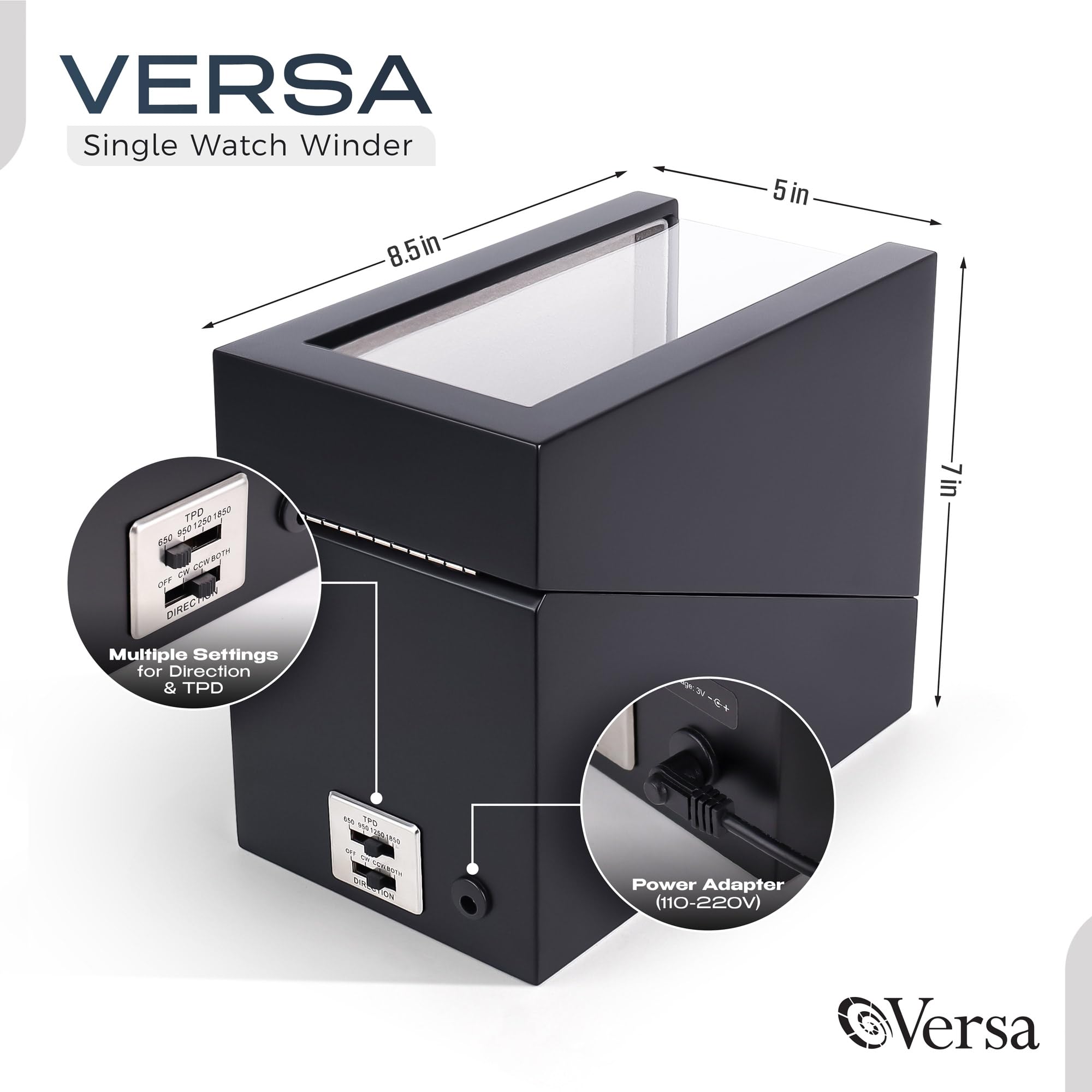 Versa Einzelner Uhrenbeweger Automatischer Uhrenbeweger für Automatikuhren Uhrenbeweger mit Aufbewahrung Kompatibel mit Rolex