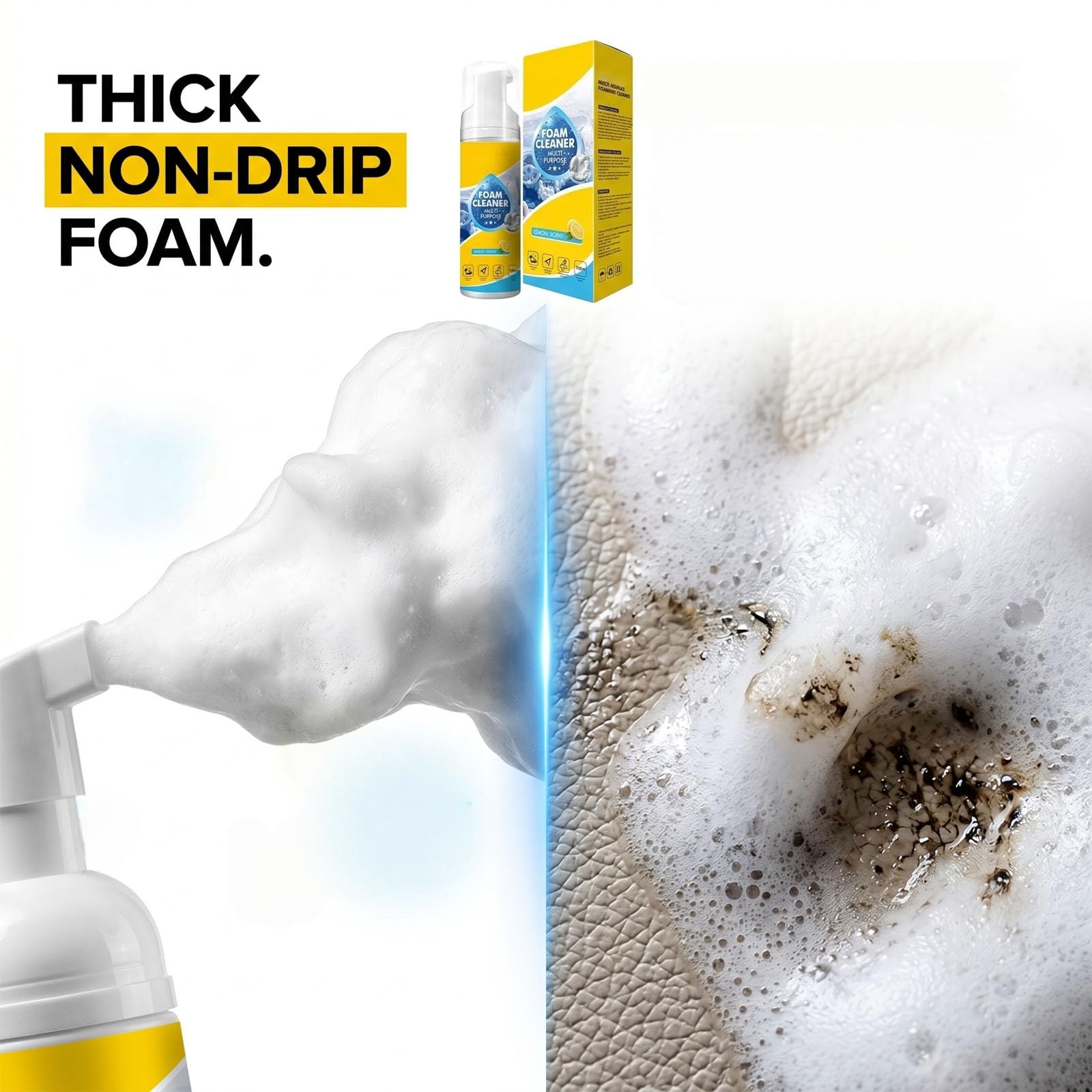 4-in-1 Multi-Enzyme Foam Cleaner 5oz, All-Purpose Deep Cleaning Spray for Kitchen Grease, Bathroom Tiles, Car Interior & Sofa Upholstery (1pcs)