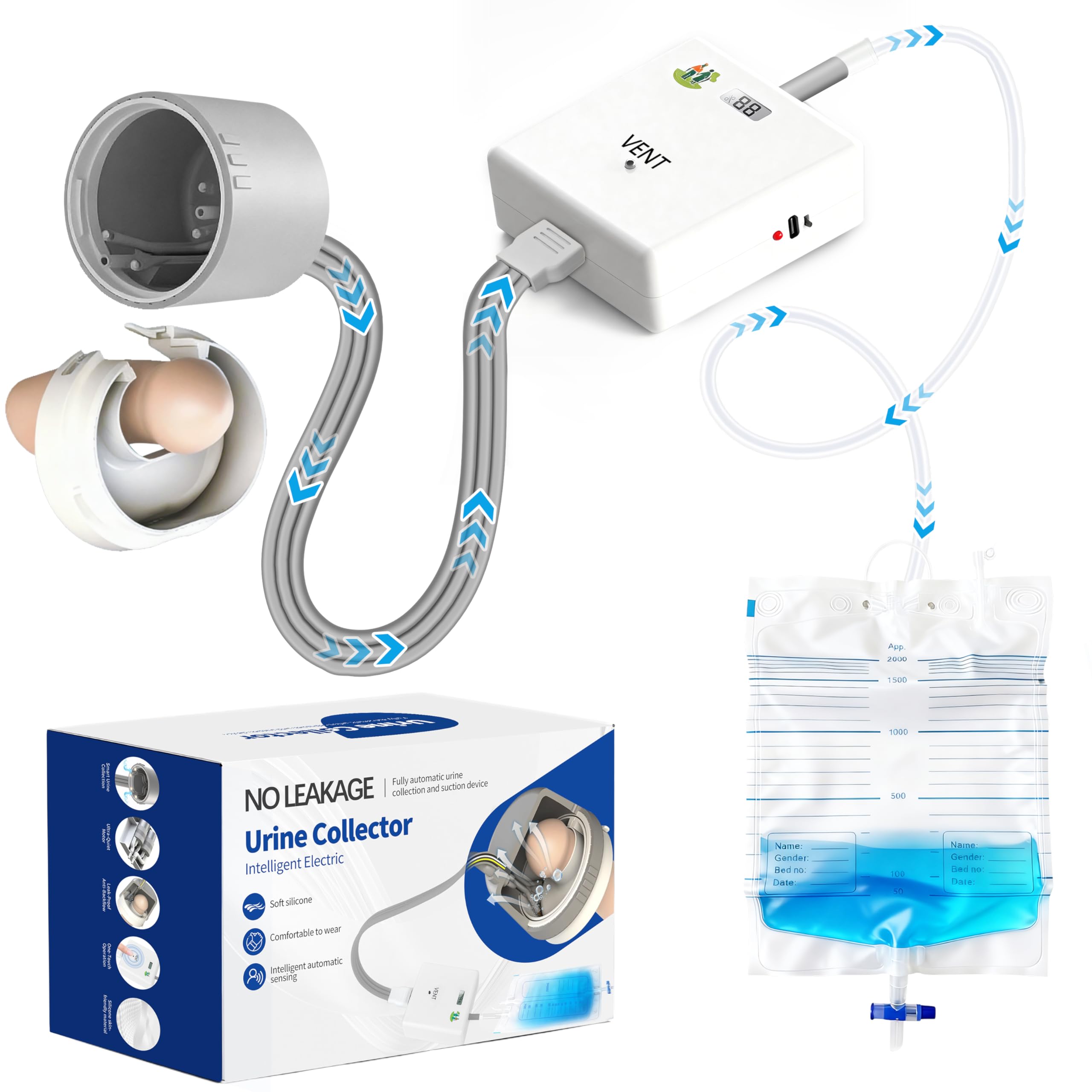 Photo 1 of Electric Male Urine Collector Portable Wearable Urinal Device with Silicone Cup USB Rechargeable Pump for Elderly and Outdoor Use