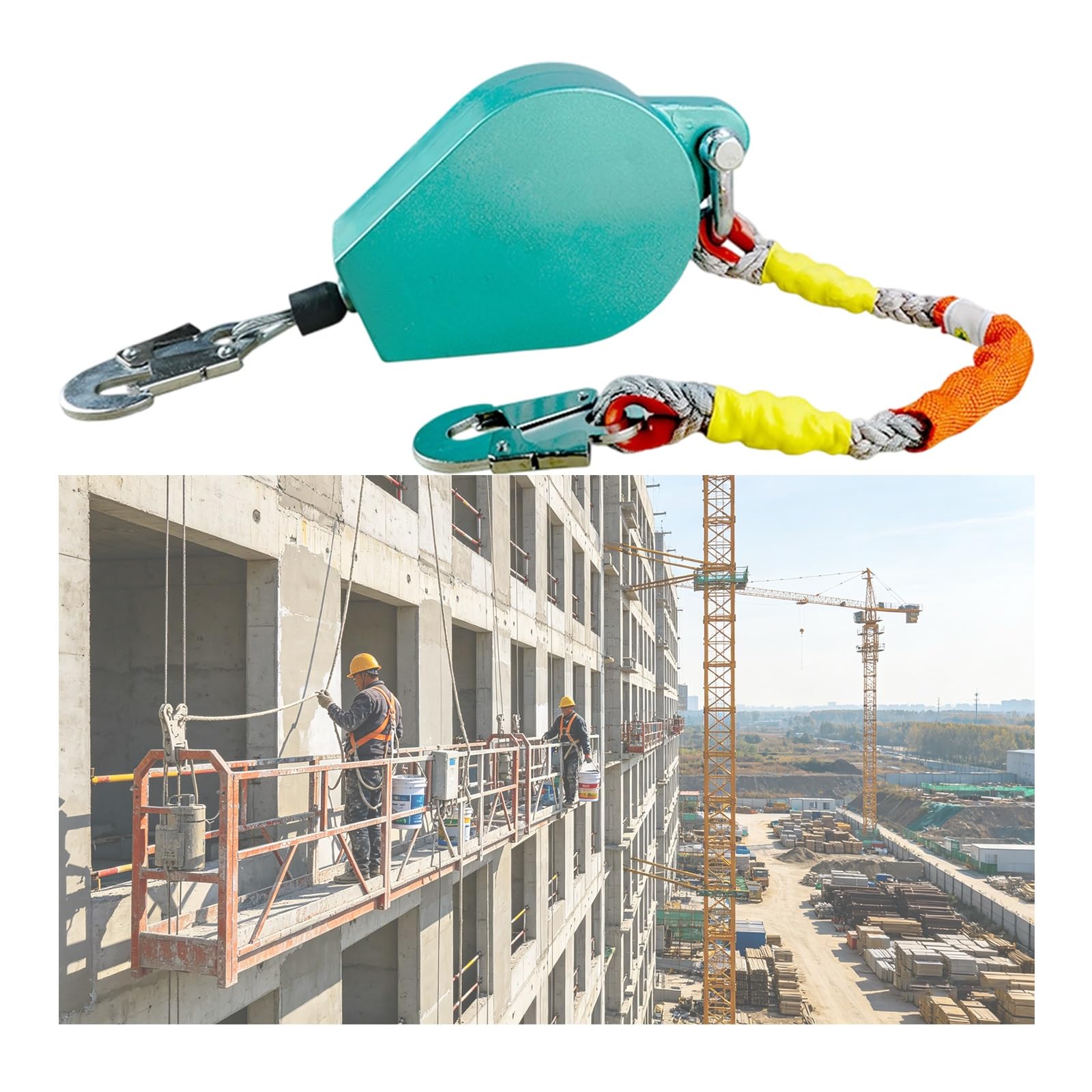 Línea de vida autorretráctil con freno de disco doble, dispositivo de seguridad anticaídas de 330 libras, cordón retráctil de alta resistencia(150KG/3.0M-9.8 FT)