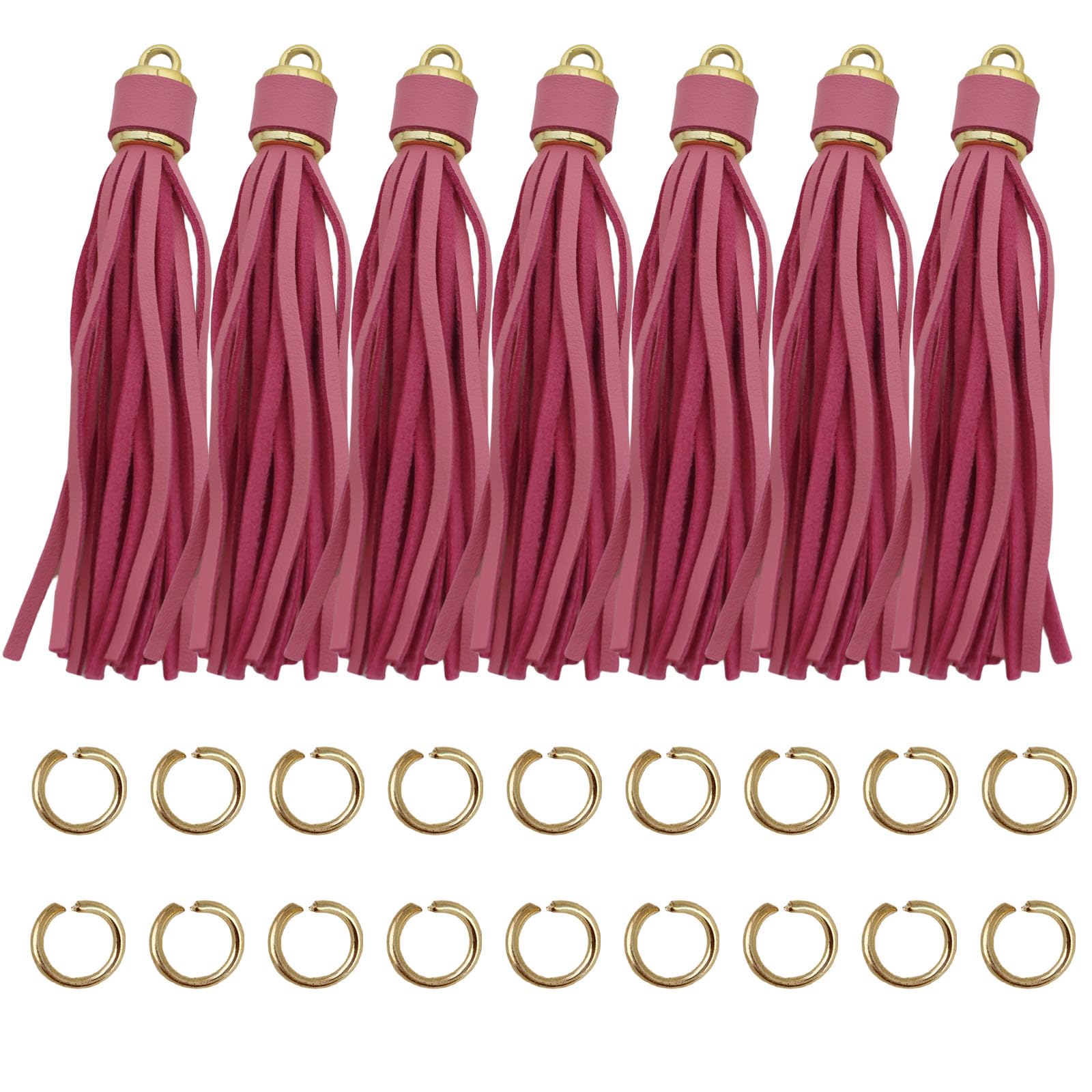 4.3'' Pink Leather Tassels 12Pcs for Keychains