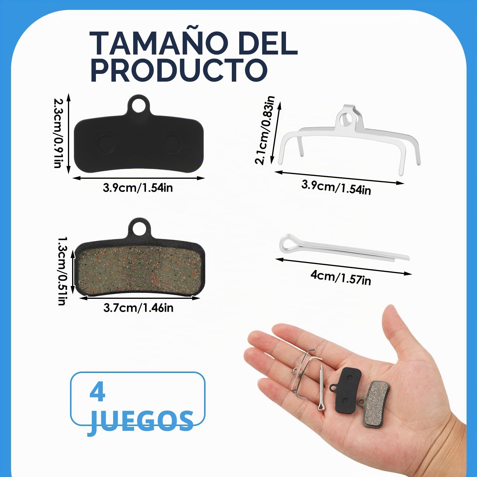 4 Pares Pastillas Freno for Shimano BR-MT520 Juego de 4 Pares con Resorte Alta Durabilidad y Rendimiento Compatible con Sistemas de Frenos de Disco para MTB, Descenso, Carreras y Bicicletas