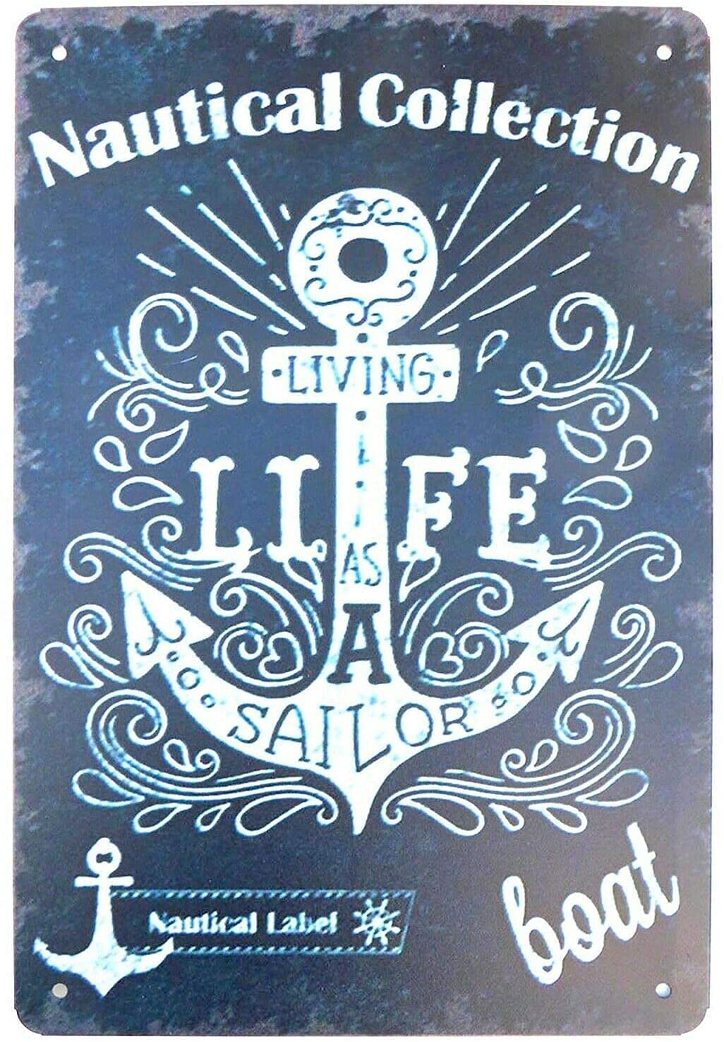 RIFOSA 12"x8" Garage Decoration Nautical Collection Boat Anchor Tin Metal Sign