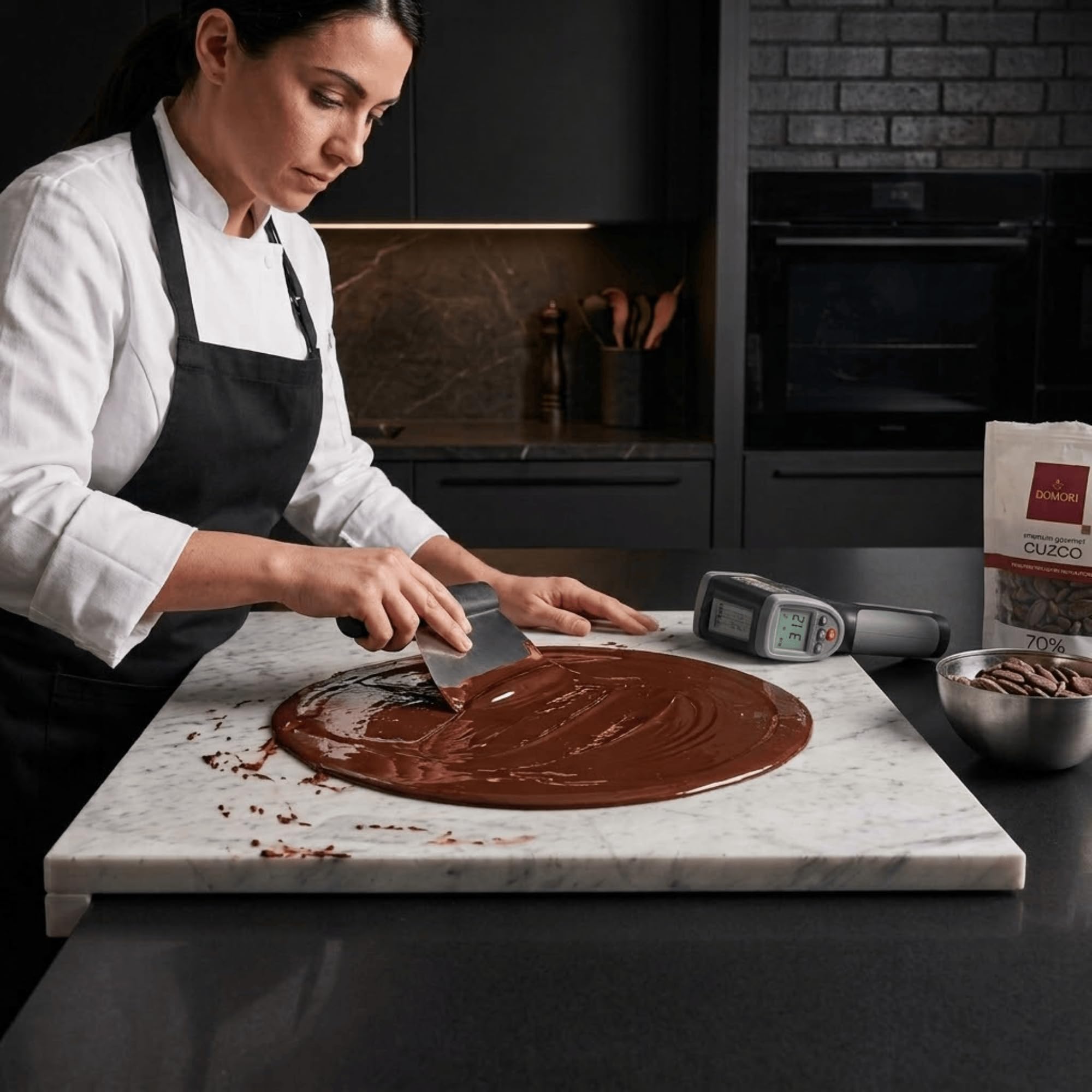 Planche à Pâtisserie en Marbre Blanc de Carrare 59x46,5 cm - Plan de Travail Professionnel avec Rebord pour Pétrir - Planche de Cuisine pour Pain Pizza, Pâtes - Plaque Polie pour Tempérage du Chocolat