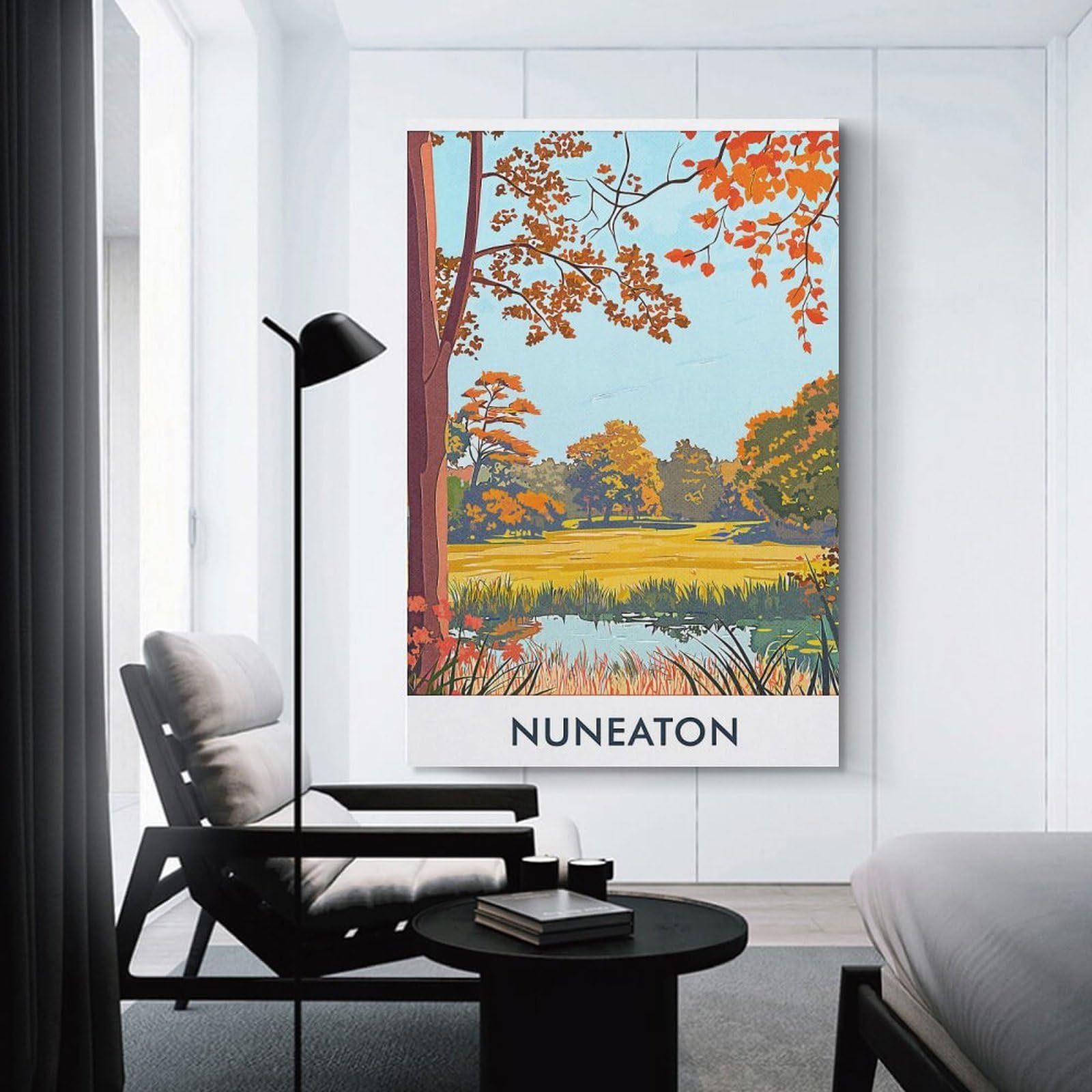 Junmoney Nuneaton Autumn Landscape Canvas Wall Decor 20x30inch(50x75cm), for Lounge, Study, Hallway Or Flat Walls, Canvas Wall Art That Fits Changing Layouts