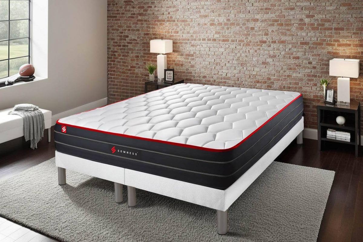 Ensemble Double sommier + Matelas Boost Ressorts ensachés et mémoire de Forme 180x200 | Epaisseur : 26 cm | Confort : Equilibré
