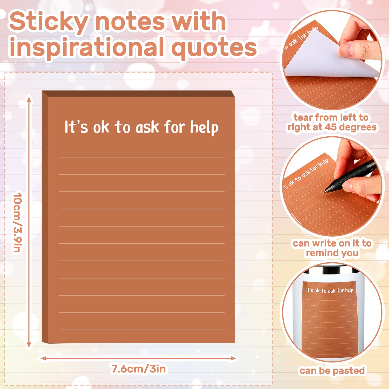 32 Pads Mental Health Sticky Notes - 3x4 Inch, Inspirational Quotes, Positive Affirmations For Office, Teachers, Coworkers - View #10