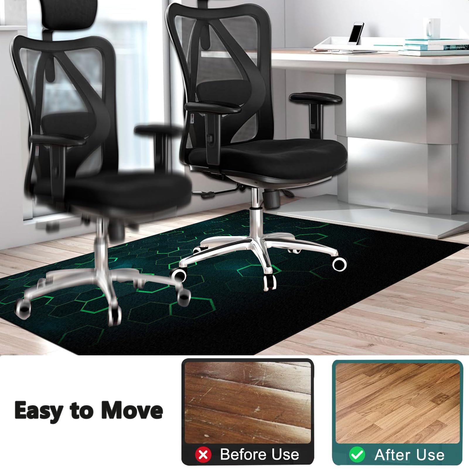 Tapis de Protection pour les Sols, Tapis de Chaise Gaming, 140 x 160 cm Tapis Protège Sol Antidérapant pour Chaise de Bureau et Gaming, Tapis de Protection Sol Gaming Convient au Bureau à Domicile