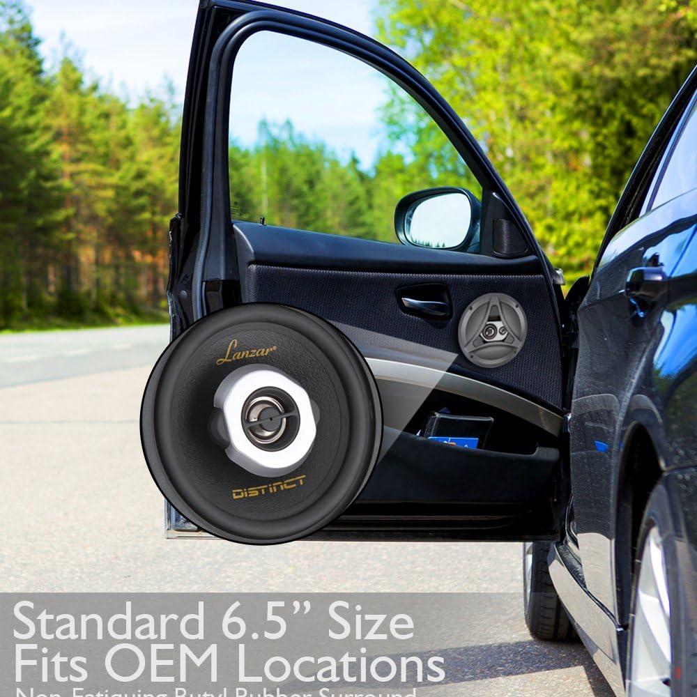 Suреr Brаndѕ Standard 6.5'' -In. Car Speaker Size, Universal OEM Quick Replacement Component Speakers Vehicle Door & Side Panel Mount Compatible, 3-Way Stereo Pro Audio Car Speakers, (2) 6.5 -Inch Speakers- Lanzar